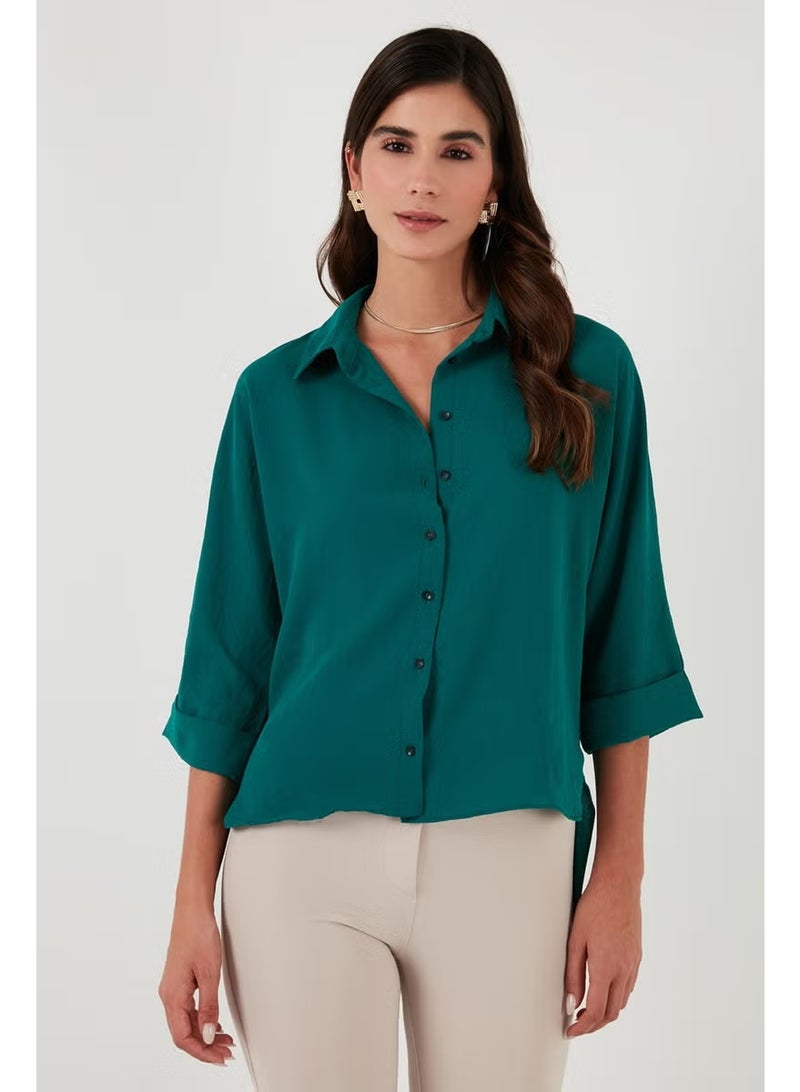 Lela Relaxed Fit Three Quarter Sleeve Long Back Shirt Women's Shirt 67033392S4 - Image 4